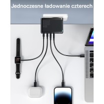 Baseus Szybka ładowarka USB C 100 W, 4 porty Gan2 PD, szybka ładowarka typu C, kompatybilna z MacBook Pro/Air Laptop iPhone