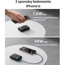 INIU Magnetyczny powerbank, mały, ale mocny, 10 000 mAh, 20 W, z wejściem i wyjściem USB C, magnetyczne, zewnętrzne akumulatory