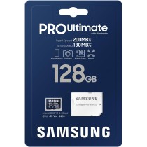 Samsung PRO Ultimate karta microSD + adapter SD, 128 GB, do smartfonów, drona i kamery sportowej, UHS-I U3, odczyt 200 MB/s,