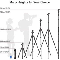 SMALLRIG 71" statyw fotograficzny, składany aluminiowy statyw, zdejmowana głowica kulowa 360° i płytka szybkiego zwalniania, z