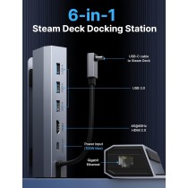 JSAUX Stacja dokująca kompatybilna ze Steam Deck/ROG Ally/Steam Deck OLED, 6-w-1 Steam Deck Dock z HDMI 2.0 4K@60Hz, Gigabit