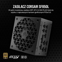 Corsair SF1000L W Pełni Modularny, Niskoszumowy Zasilacz SFX - Zgodny z ATX 3.0 i PCIe 5.0 - Cichy Wentylator 120mm PWM - 80