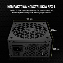 Corsair SF1000L W Pełni Modularny, Niskoszumowy Zasilacz SFX - Zgodny z ATX 3.0 i PCIe 5.0 - Cichy Wentylator 120mm PWM - 80