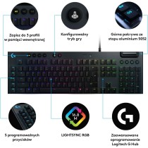 Logitech G815 Lightsync Rgb Mechanical Gaming Keyboard, Mechaniczna Klawiatura Do Gier Lightsync Rgb, Linear Przełączniki,Pc/Mac