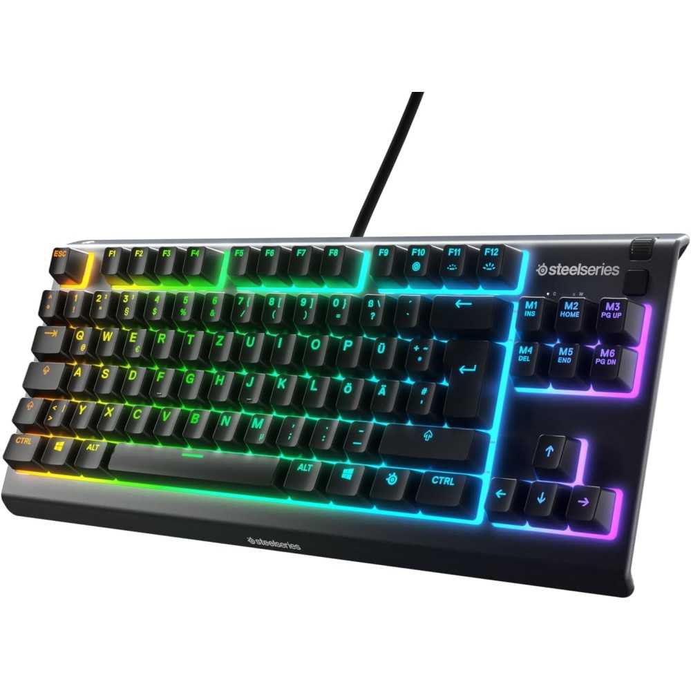 SteelSeries Apex 3 TKL - RGB Gaming Keyboard - Kompaktowa e-sportowa obudowa bez części numerycznej - 8-strefowe podświetlenie