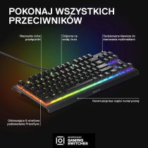 SteelSeries Apex 3 TKL - RGB Gaming Keyboard - Kompaktowa e-sportowa obudowa bez części numerycznej - 8-strefowe podświetlenie