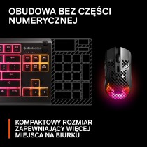 SteelSeries Apex 3 TKL - RGB Gaming Keyboard - Kompaktowa e-sportowa obudowa bez części numerycznej - 8-strefowe podświetlenie