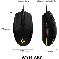 Logitech G102 Lightsync 910-005823, Mysz Komputerowa, Czarny/Żółty