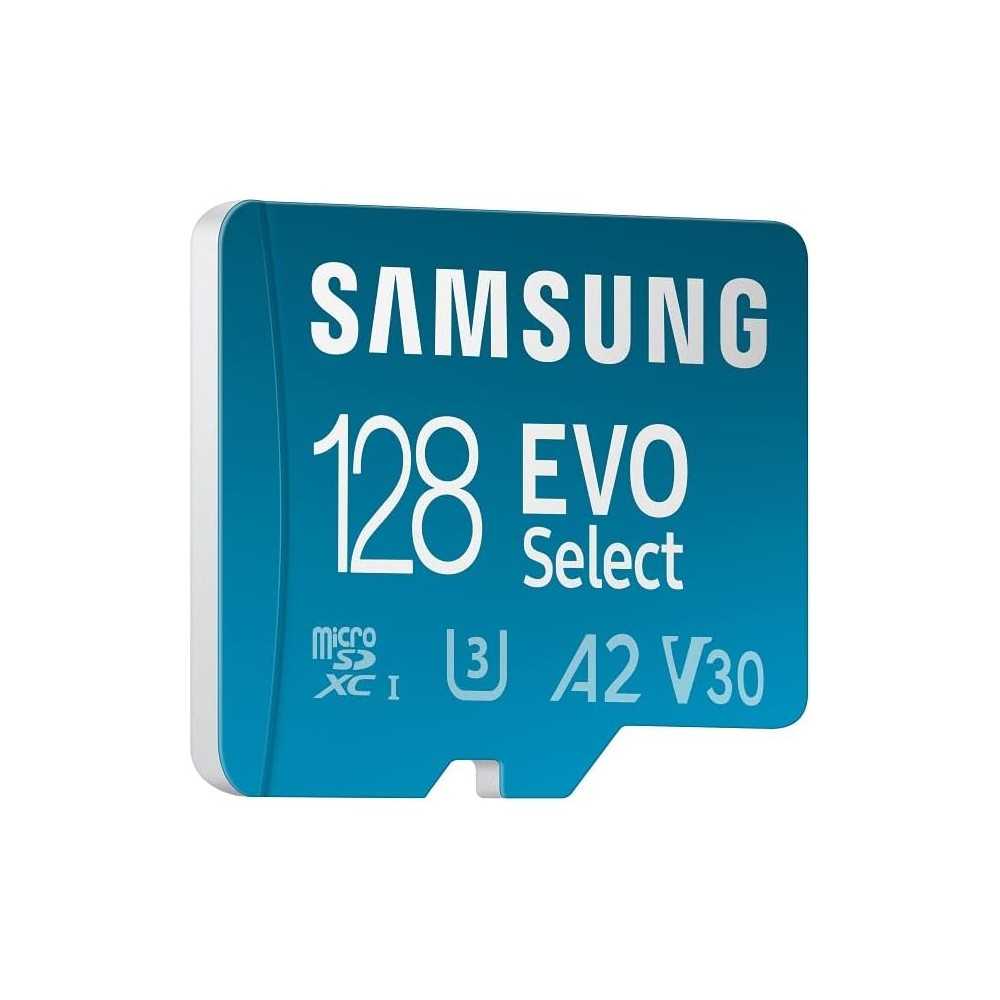 Samsung Karta pamięci EVO Select microSD, 128 GB Micro SD XC UHS-I U3 130 MB/s Full HD i 4K UHD Karta pamięci SD z adapterem,