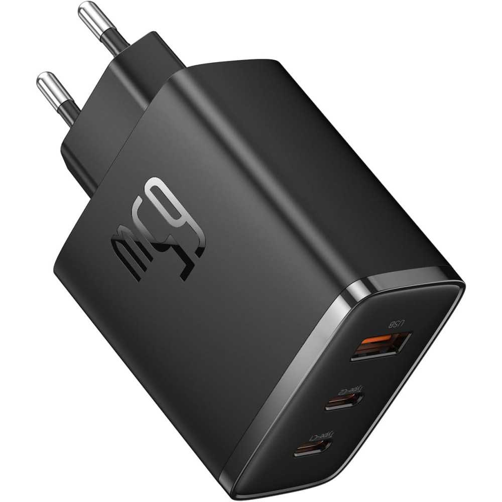 Baseus Ładowarka USB C, 65 W, zasilacz USB C, 3-portowy ładowarka PD, ładowarka z PPS, GaN szybka ładowarka kompatybilna z