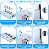 Tolesum Pionowy stojak chłodzący do PS5/PS5 Slim, podwójny uchwyt ładujący PS5 z USB/3-poziomowym wentylatorem/światłem RGB do