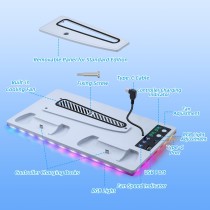 Tolesum Pionowy stojak chłodzący do PS5/PS5 Slim, podwójny uchwyt ładujący PS5 z USB/3-poziomowym wentylatorem/światłem RGB do