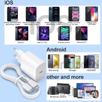 GEJIN Ładowarka USB C 20 W, certyfikat Apple MFi, zasilacz USB C PD 3.0, szybka ładowarka typu C na Lightning kabel 2 m do