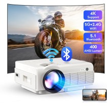 Projektor YEZMEK Native 1080P Full HD 5G WiFi Bluetooth, 15 000 lumenów, mini projektor LED obsługuje 4K, projektor kina