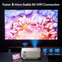 Projektor YEZMEK Native 1080P Full HD 5G WiFi Bluetooth, 15 000 lumenów, mini projektor LED obsługuje 4K, projektor kina