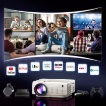 Projektor YEZMEK Native 1080P Full HD 5G WiFi Bluetooth, 15 000 lumenów, mini projektor LED obsługuje 4K, projektor kina