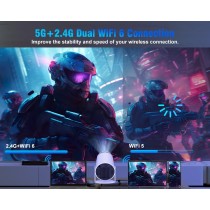 Projektor 4K 1080P Full HD, obsługuje system Android 11.0 5G WiFi 6 BT 5.0, Smart Projector 200ANSI 8000 l, automatyczna pozioma