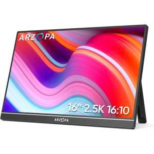 Przenośny monitor ARZOPA 16,1" 144HZ, 1920×1080 FHD IPS do laptopa z pojedynczym drążkiem, obsługa HDMI/Type-C/USB-C, ekran do