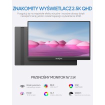 Przenośny monitor ARZOPA 16,1" 144HZ, 1920×1080 FHD IPS do laptopa z pojedynczym drążkiem, obsługa HDMI/Type-C/USB-C, ekran do