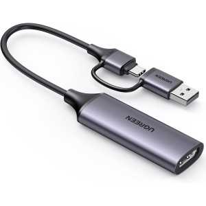 UGREEN Karta przechwytująca wideo Karta przechwytująca HDMI, HDMI na USB A+C 4K 30 Hz 1080P do gier, transmisji strumieniowej