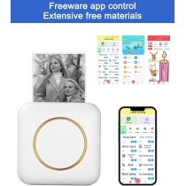 Mini drukarka smartfona，mobilna drukarka termiczna z 13 rolkami papieru do drukarki,mini drukarka fotograficzna,bezprzewodowa