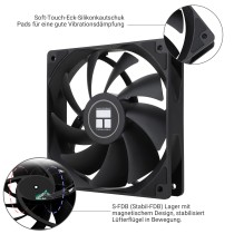 Thermalright TL-C12C CPU Fan 120mm Case Cooler Fan, 4pin PWM Cichy wentylator komputerowy z S-FDB łożyska w zestawie, do 1550RPM