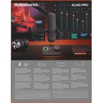 SteelSeries Alias Mikrofon USB do komputera PC — 3 razy większa kapsuła do gier, streamingu i podcastów — Redukcja szumów SI —