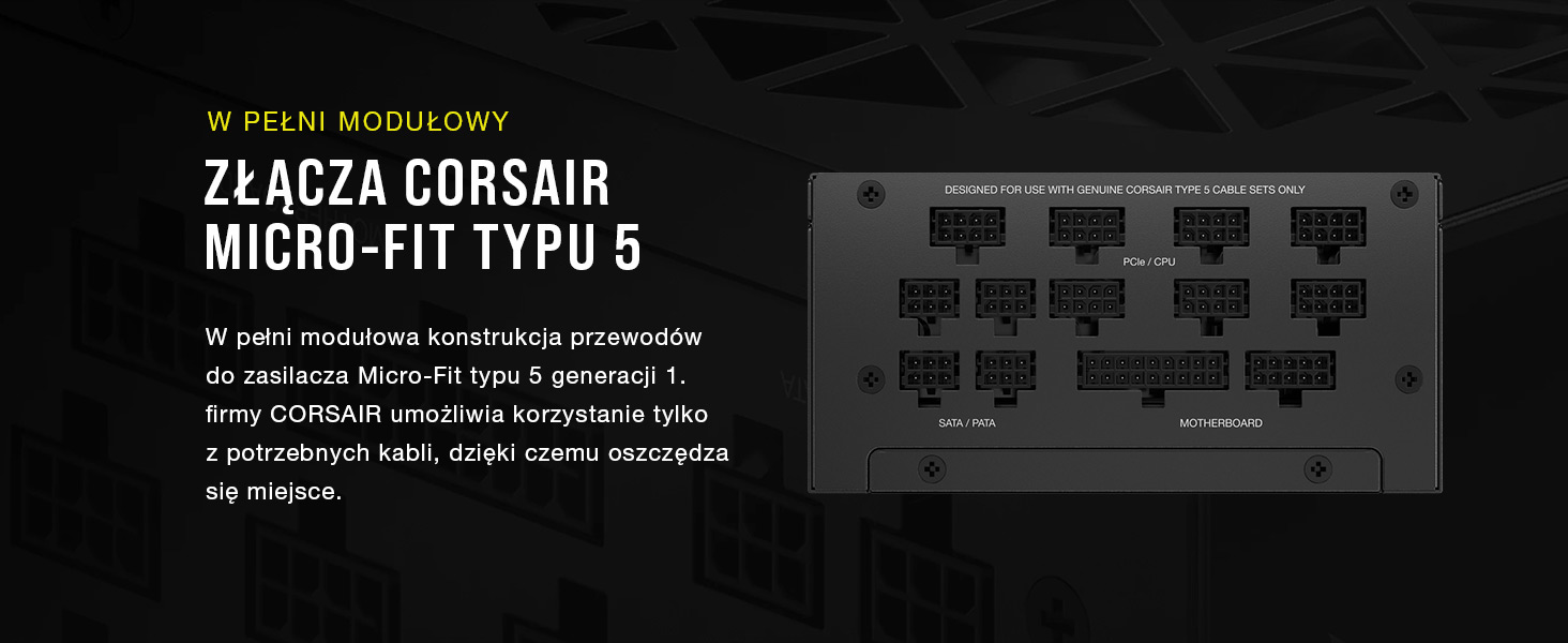 modularny zasilacz, modularny zasilacz sfx, w pełni modularny zasilacz, kable CORSAIR Type 5