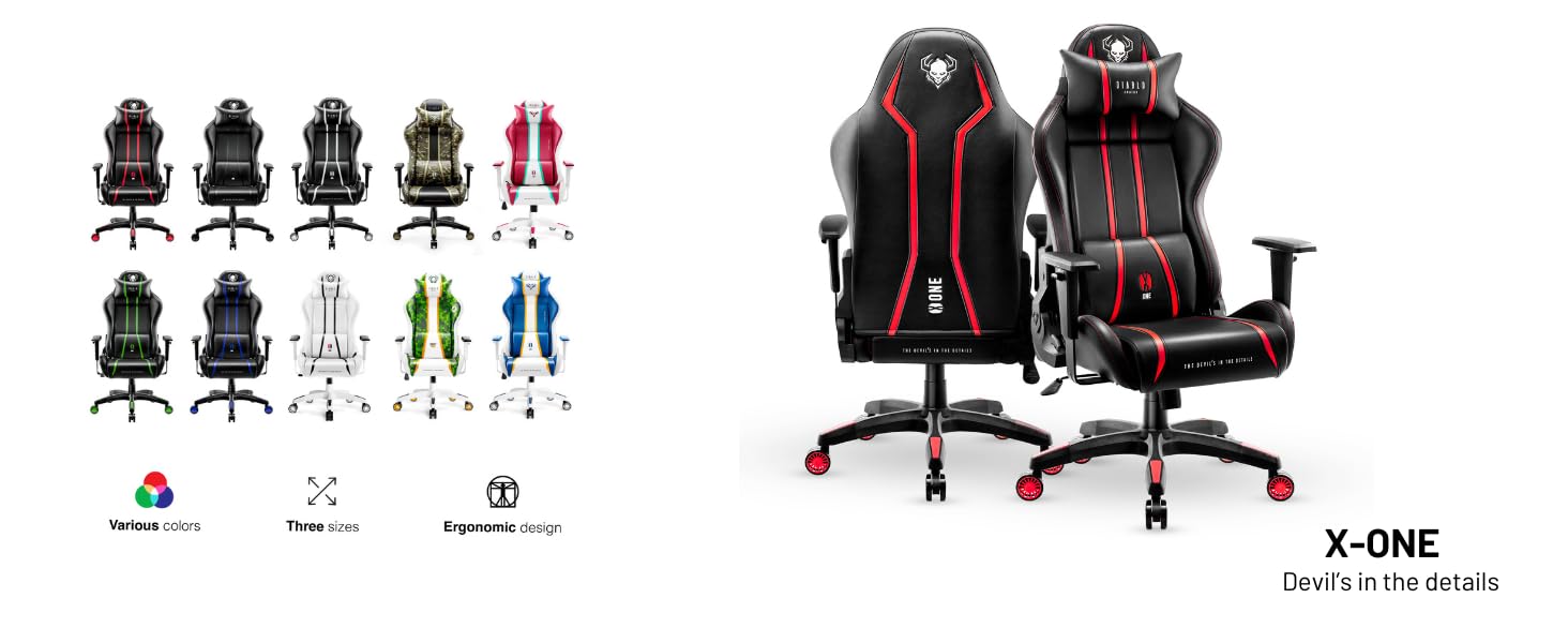 diablo chairs fotel gamingowy dla gracza czarny czerwony red black x-one